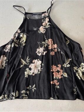 Brandy Melville Super Rare "Vintage Brandy" Black Floral High-Neck Camisole